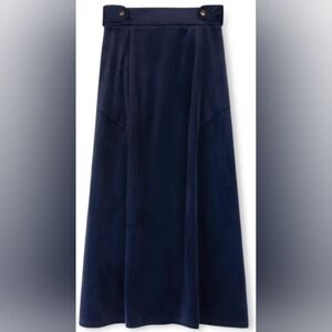 Georgette Women's Navy Blue A-Line Velvet Maxi Skirt. Size M